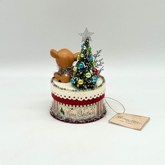 New Bethany Lowe Merry & Bright Deer On Box Retro Style Christmas Decor Figure - Picture 6 of 9